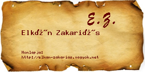 Elkán Zakariás névjegykártya